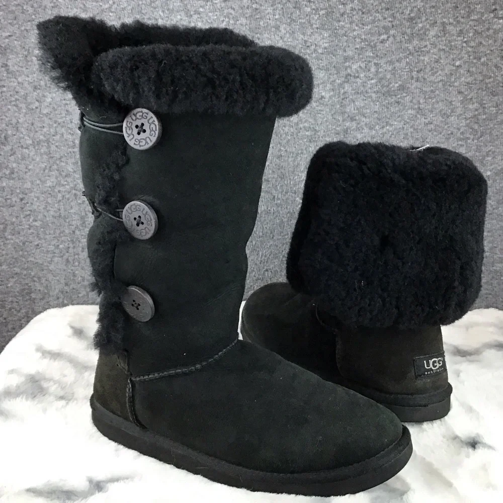UGG Women's Tall Black Buttoned Winter Boots